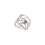 handmade silver botanical ring with gemstone on white background