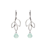 Ella Silver Mini Three Leaf Drop Earrings with Gemstones