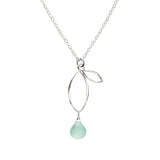 Ella Silver Small Sprout Necklace with Gemstone