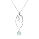 Ella Silver Medium Leaf Fringe Necklace with Gemstone