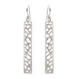 Silver Long Cactus Bar Earrings