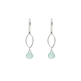 Ella Silver Mini Dangle Leaf Earrings with Gemstones