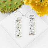 Silver Short Cactus Bar Earrings