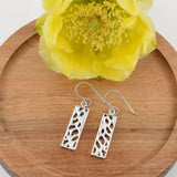 Silver Short Cactus Bar Earrings