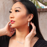 Silver Short Cactus Bar Earrings