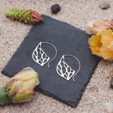 Medium Silver Pointed Teardrop Cactus Hoop Earrings