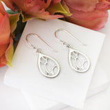 Small Silver Teardrop Cactus Earrings