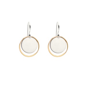 Celena Medium Silver Disc & Gold Circle Earrings