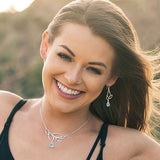 Ella Silver Leaf Cluster Necklace with Gemstone