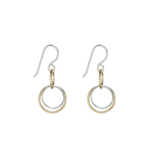 Cynthia Small Gold & Silver Three Circle Dangle Earrings