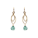 Ella Gold Medium Leaf Fringe Earrings with Gemstones
