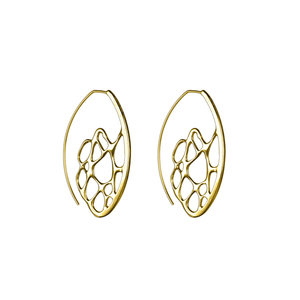 gold cactus hoop earrings on white background