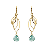 Ella Gold Large Leaf Fringe Earrings with Gemstones