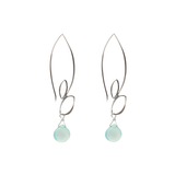 Ella Silver Large Leaf Hook Earrings with Gemstones