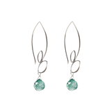 Ella Silver Large Leaf Hook Earrings with Gemstones