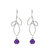 Ella Silver Mini Fuchsia Flower Earrings with Gemstones