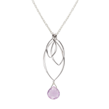 Ella Silver Medium Leaf Fringe Necklace with Gemstone
