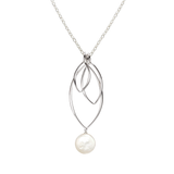 Ella Silver Medium Leaf Fringe Necklace with Gemstone