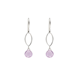 Ella Silver Mini Dangle Leaf Earrings with Gemstones