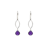 Ella Silver Mini Dangle Leaf Earrings with Gemstones