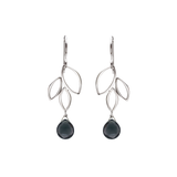 Ella Silver Mini Three Leaf Drop Earrings with Gemstones