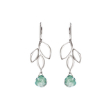 Ella Silver Mini Three Leaf Drop Earrings with Gemstones