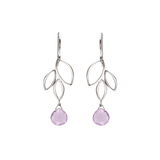 Ella Silver Mini Three Leaf Drop Earrings with Gemstones