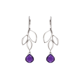 Ella Silver Mini Three Leaf Drop Earrings with Gemstones