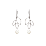 Ella Silver Mini Three Leaf Drop Earrings with Gemstones