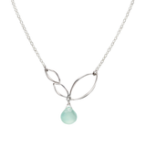 Ella Silver Mini V Leaf Necklace with Gemstone