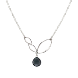 Ella Silver Mini V Leaf Necklace with Gemstone