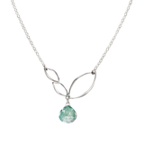 Ella Silver Mini V Leaf Necklace with Gemstone