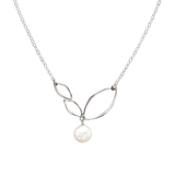 Ella Silver Mini V Leaf Necklace with Gemstone