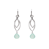 Ella Silver Medium Leaf Fringe Earrings with Gemstones
