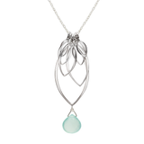 Ella Silver Large Leaf Fringe Necklace with Gemstone
