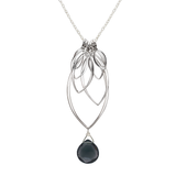 Ella Silver Large Leaf Fringe Necklace with Gemstone