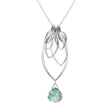 Ella Silver Large Leaf Fringe Necklace with Gemstone