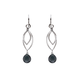 Ella Silver Medium Leaf Fringe Earrings with Gemstones