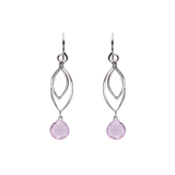 Ella Silver Medium Leaf Fringe Earrings with Gemstones