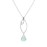Ella Silver Small Leaf Fringe Necklace with Gemstone