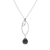 Ella Silver Small Leaf Fringe Necklace with Gemstone