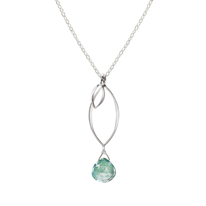 Ella Small Leaf Fringe Necklace with Gemstone