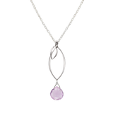 Ella Silver Small Leaf Fringe Necklace with Gemstone