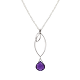 Ella Silver Small Leaf Fringe Necklace with Gemstone