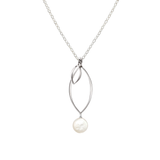 Ella Silver Small Leaf Fringe Necklace with Gemstone