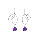 Ella Silver Petal Earrings with Gemstones