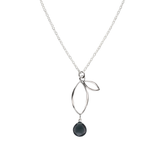 Ella Silver Small Sprout Necklace with Gemstone