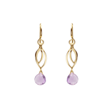Ella Gold Small Leaf Fringe Earrings with Gemstones