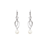 Ella Silver Small Leaf Fringe Earrings with Gemstones