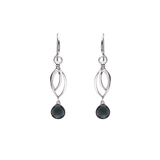 Ella Silver Small Leaf Fringe Earrings with Gemstones